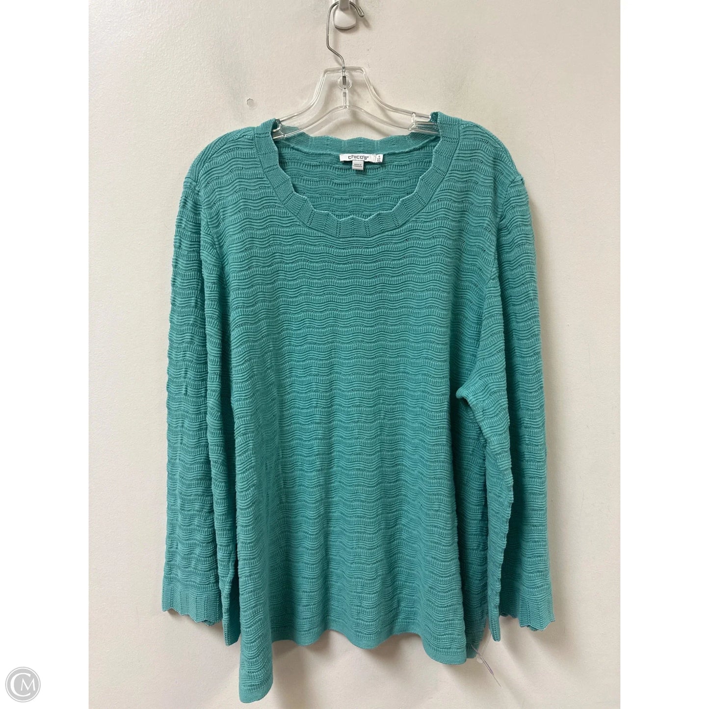 Sweater By Chicos In Aqua, Size: 1x