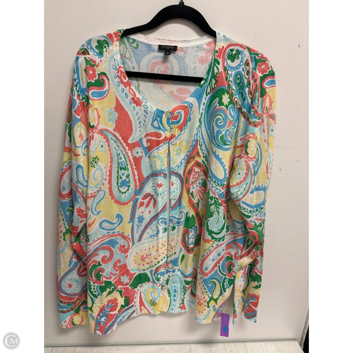 Cardigan By Talbots In Paisley Print, Size: 3x