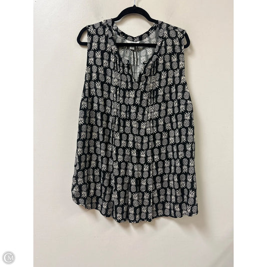 Top Short Sleeve By Croft And Barrow In Black & Cream, Size: 3x
