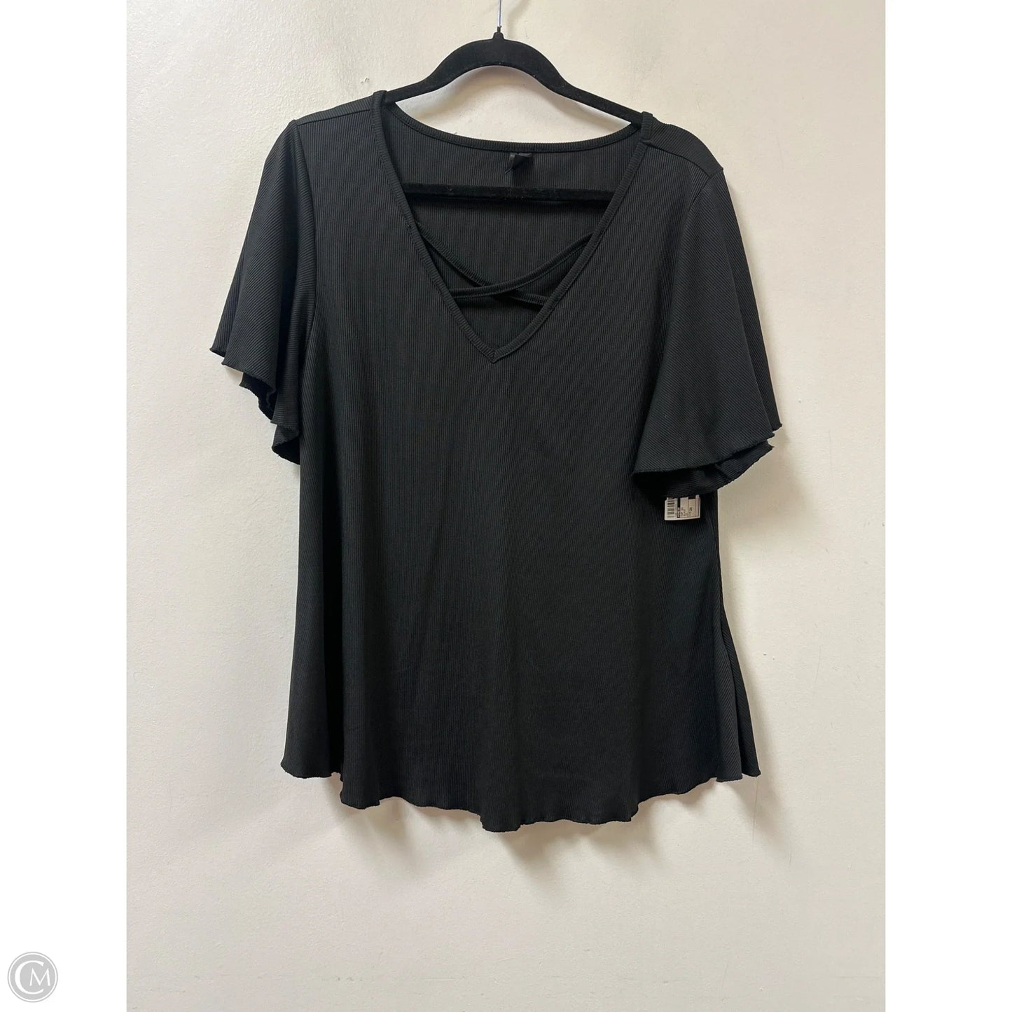 Top Short Sleeve By Shein In Black, Size: 2x