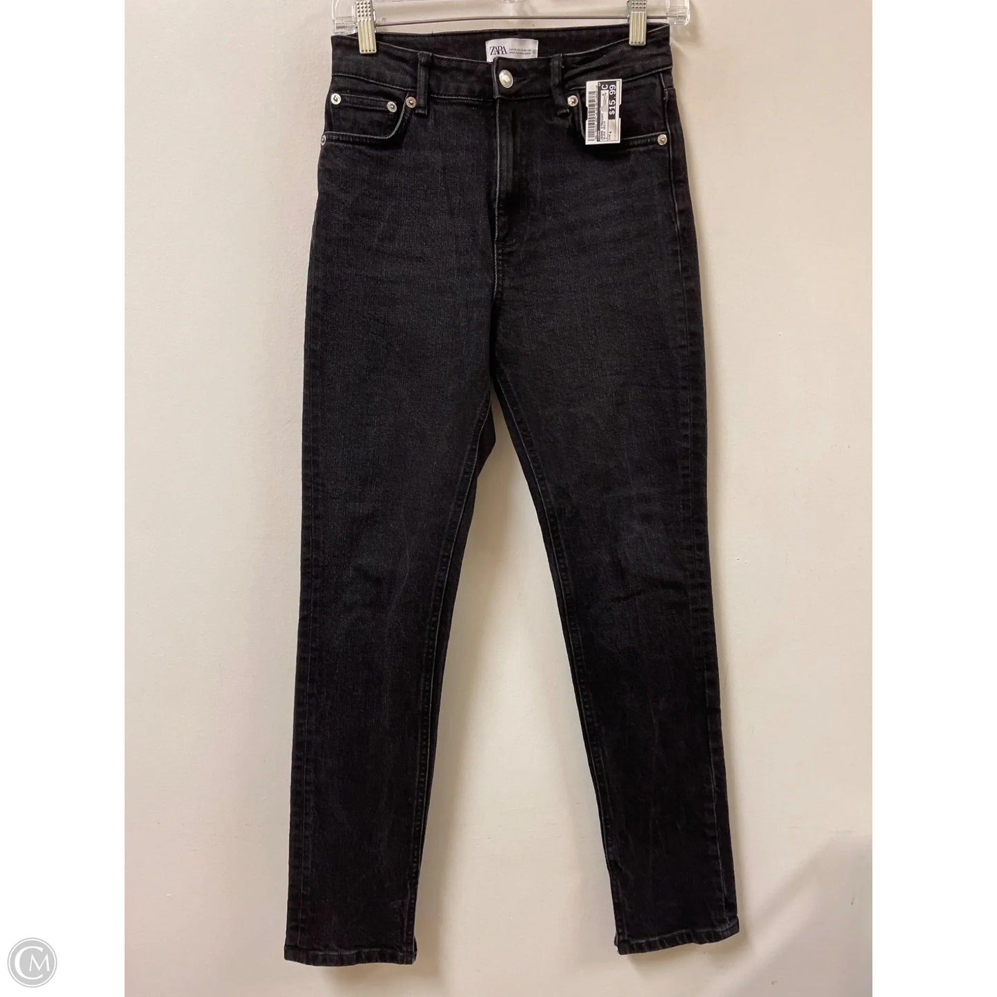 Jeans Straight By Zara In Black Denim, Size: 4