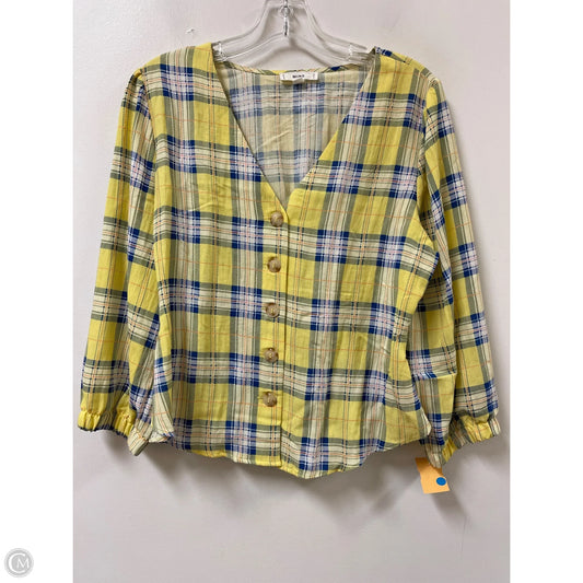 Blouse Long Sleeve By Mine In Yellow, Size: L