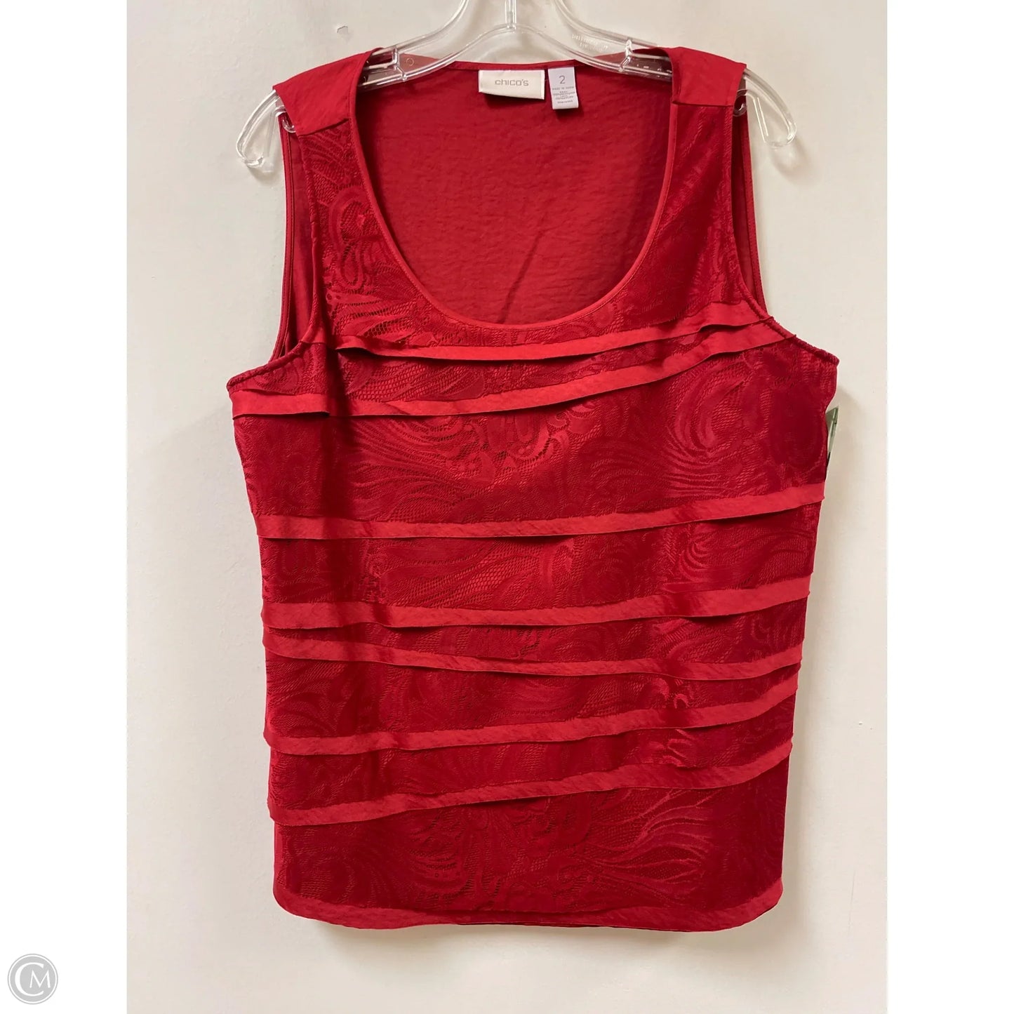 Top Sleeveless By Chicos In Red, Size: L