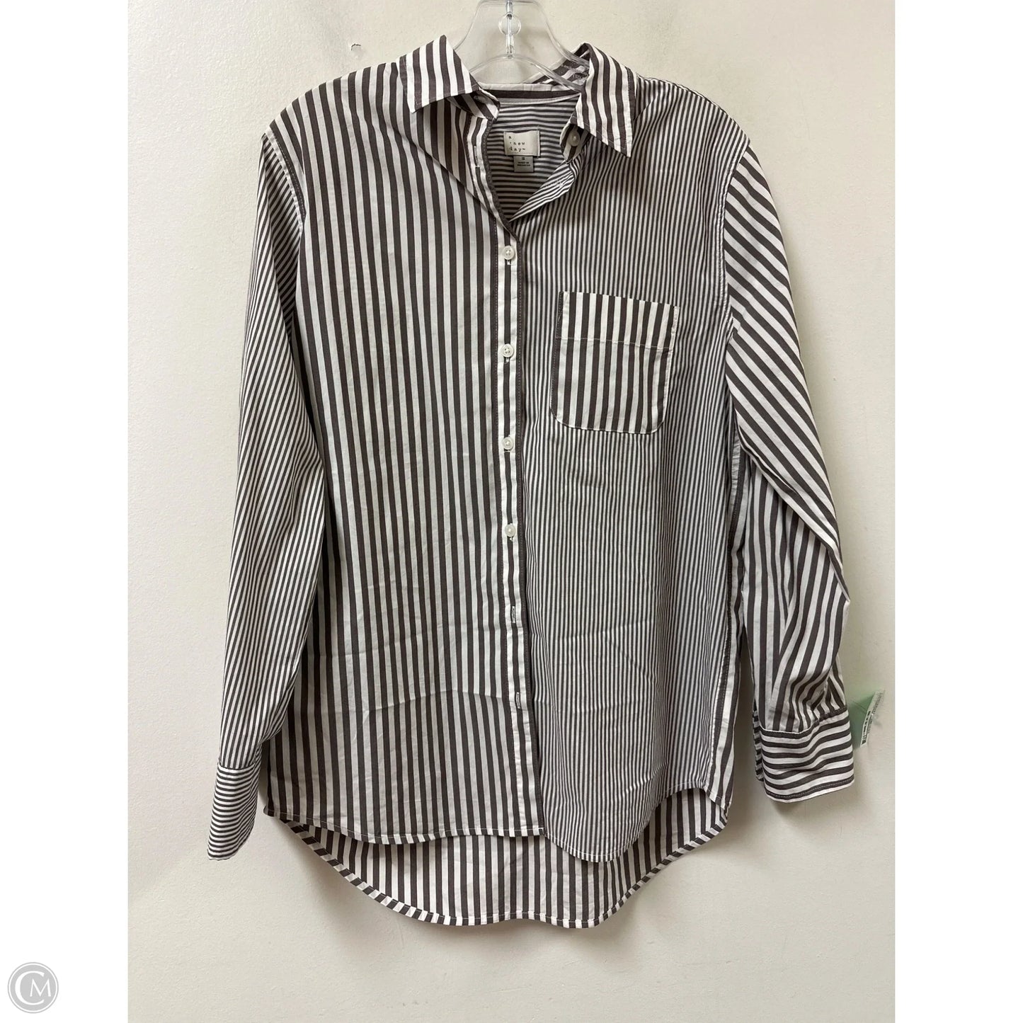 Blouse Long Sleeve By A New Day In Striped Pattern, Size: S