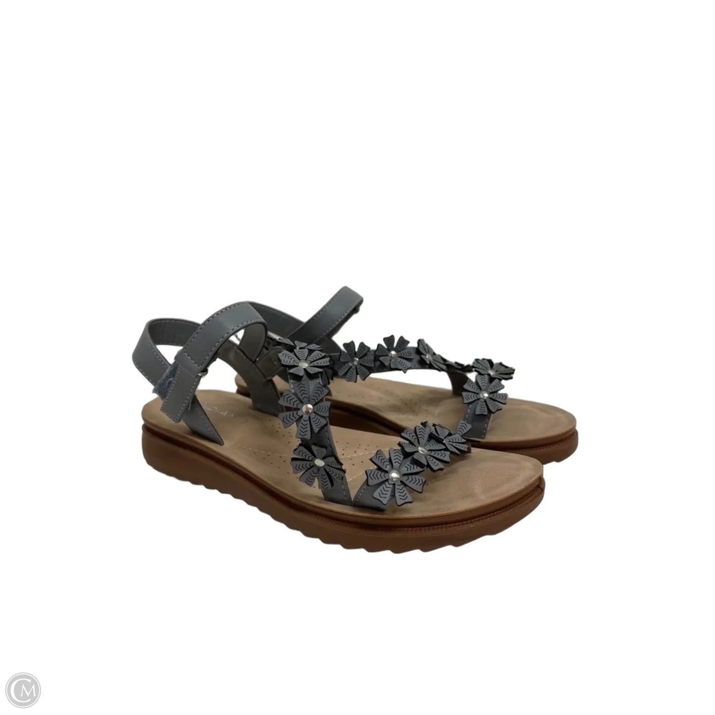 Sandals Flats By Clothes Mentor In Silver, Size: 7.5