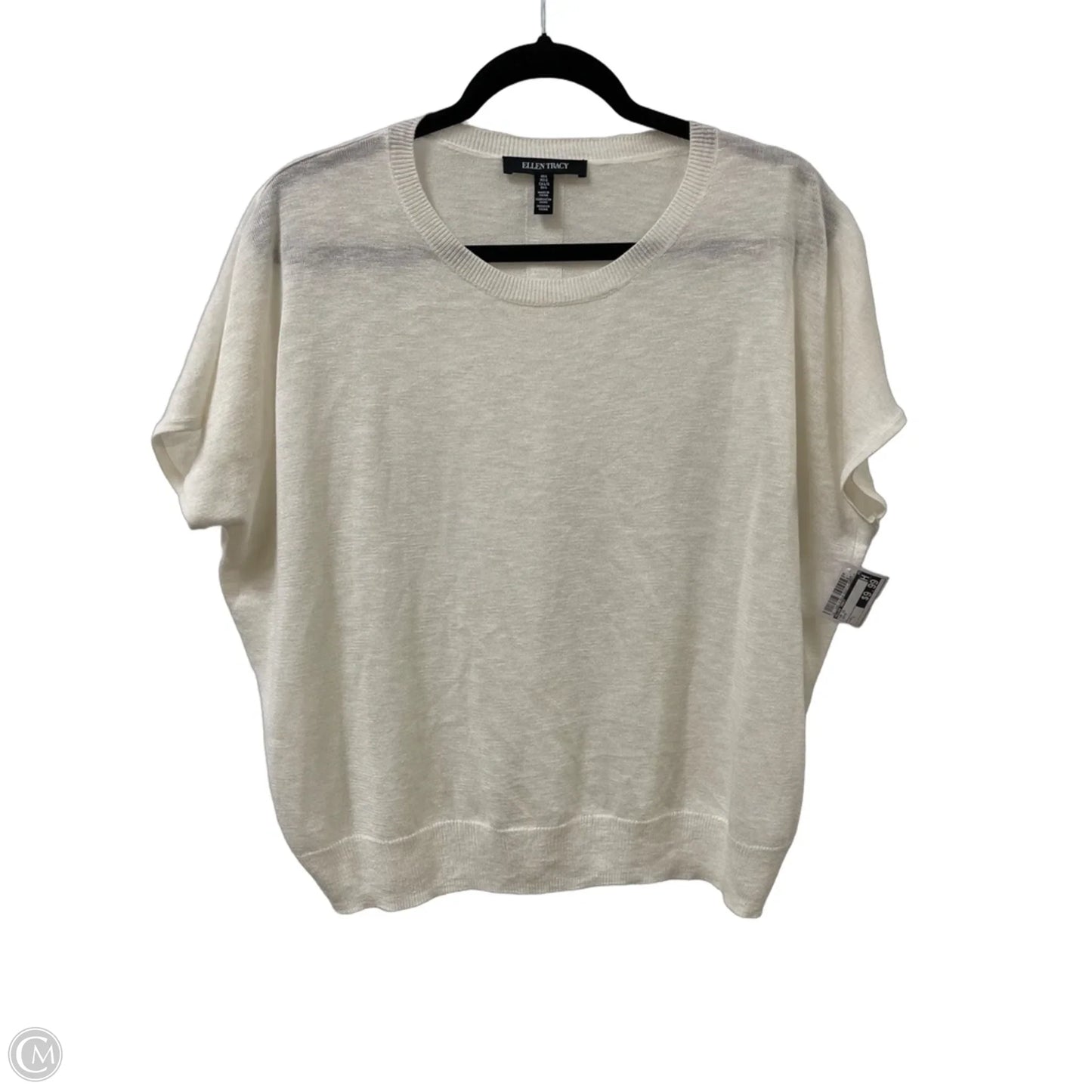 Top Short Sleeve By Ellen Tracy In Cream, Size: L
