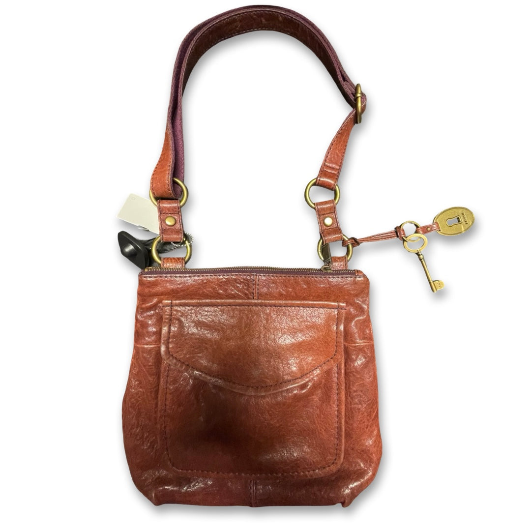 Handbag By Fossil In Maroon, Size:Medium