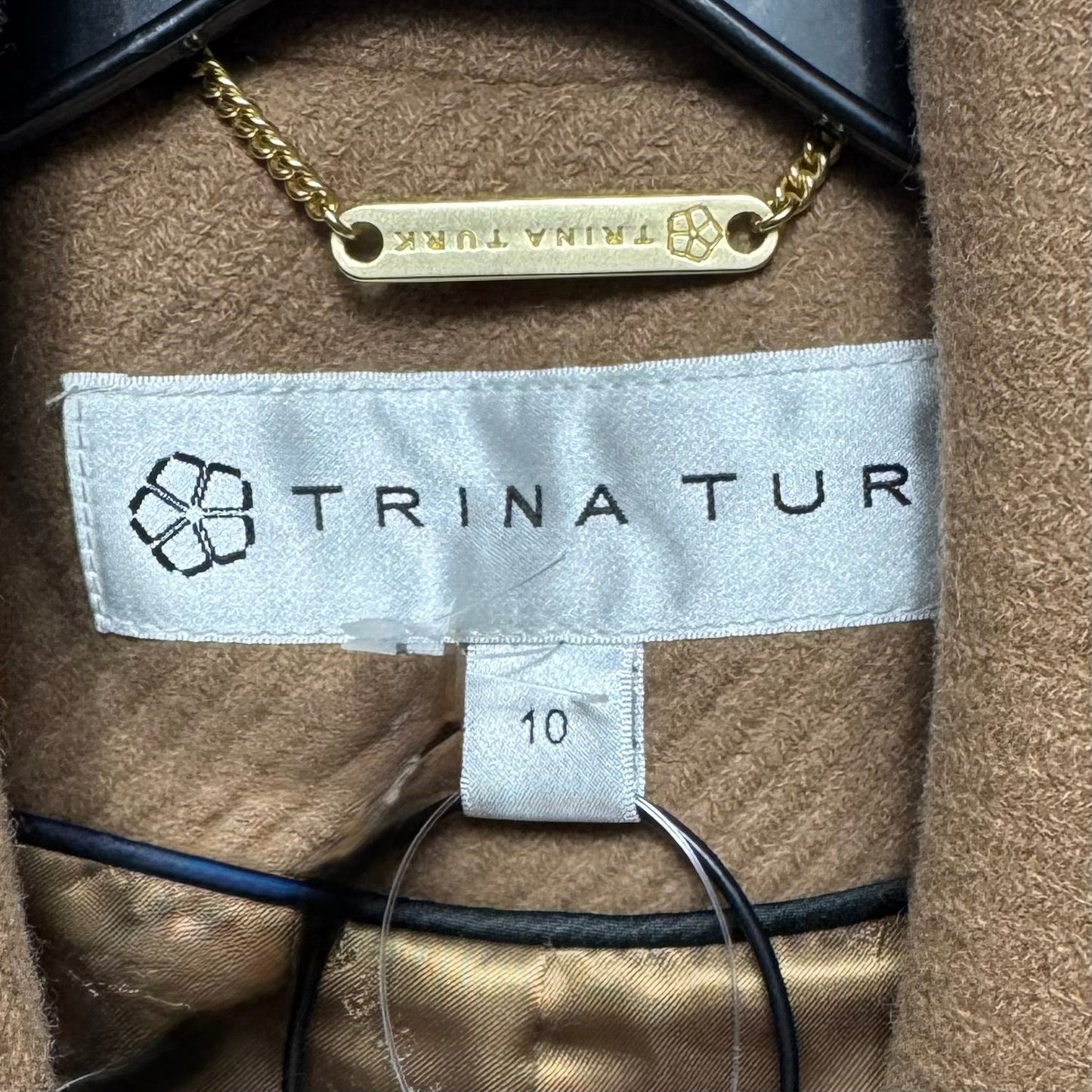 Coat Wool Blend By Trina Turk In Brown, Size: 10