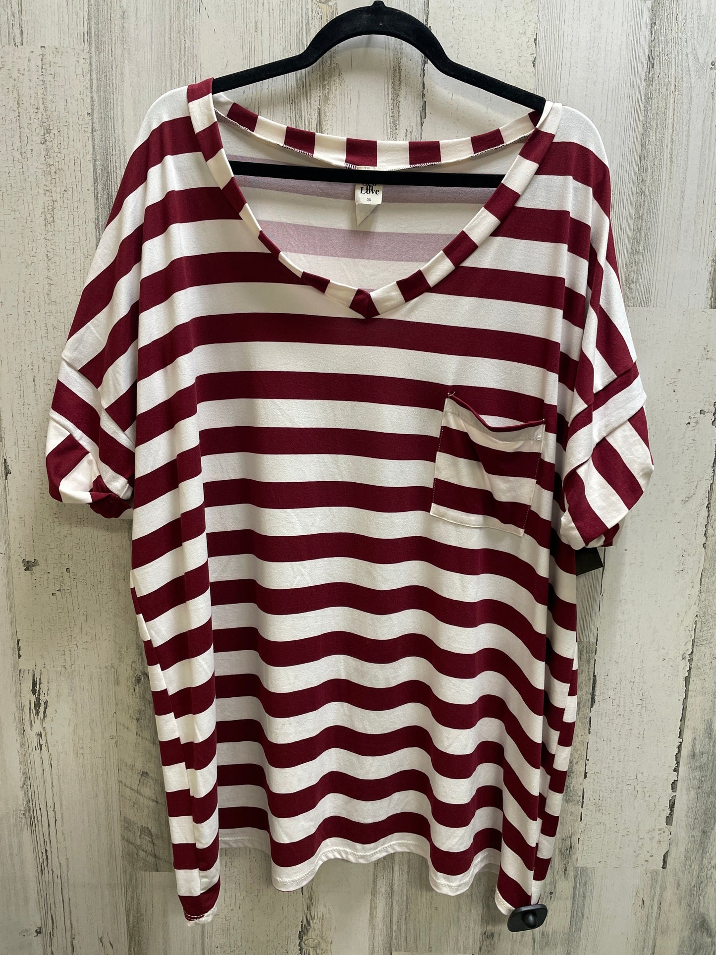 Top Short Sleeve Basic By Sew In Love In Striped Pattern, Size: 3x