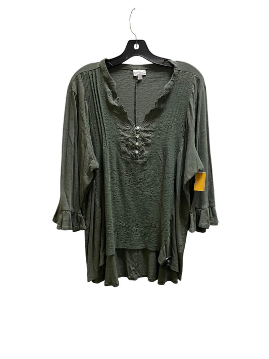 Top Short Sleeve By Avenue In Green, Size: 3x