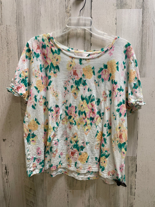 Top Short Sleeve By Clothes Mentor In White & Yellow, Size: 2x