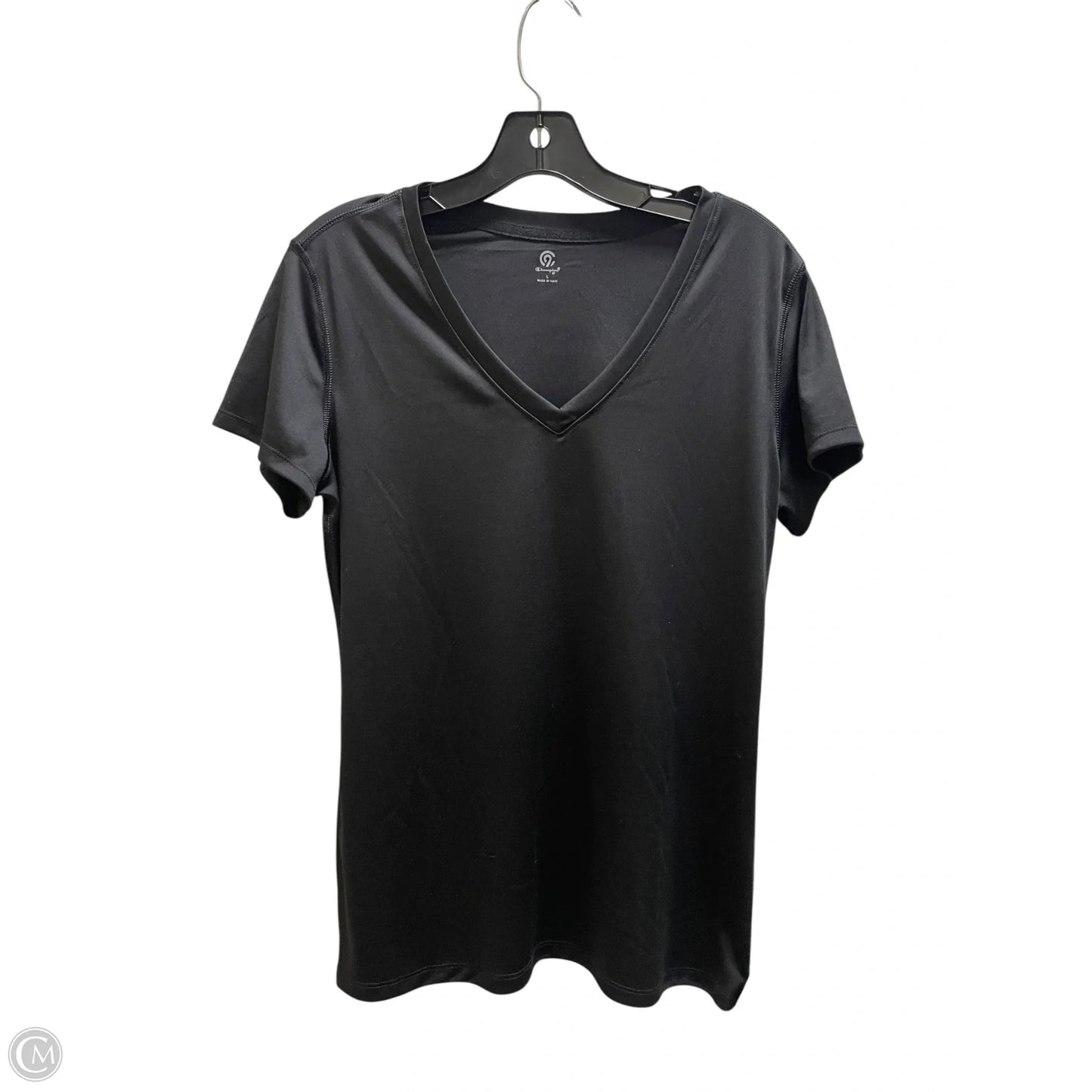 Athletic Top Short Sleeve By Champion In Black, Size: L