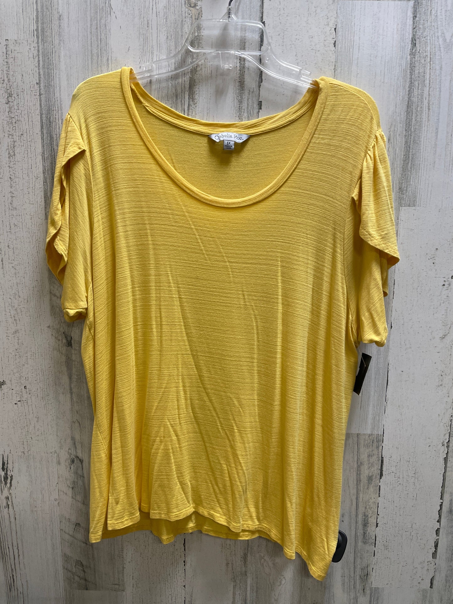 Yellow Top Short Sleeve Ophelia Roe, Size 1x