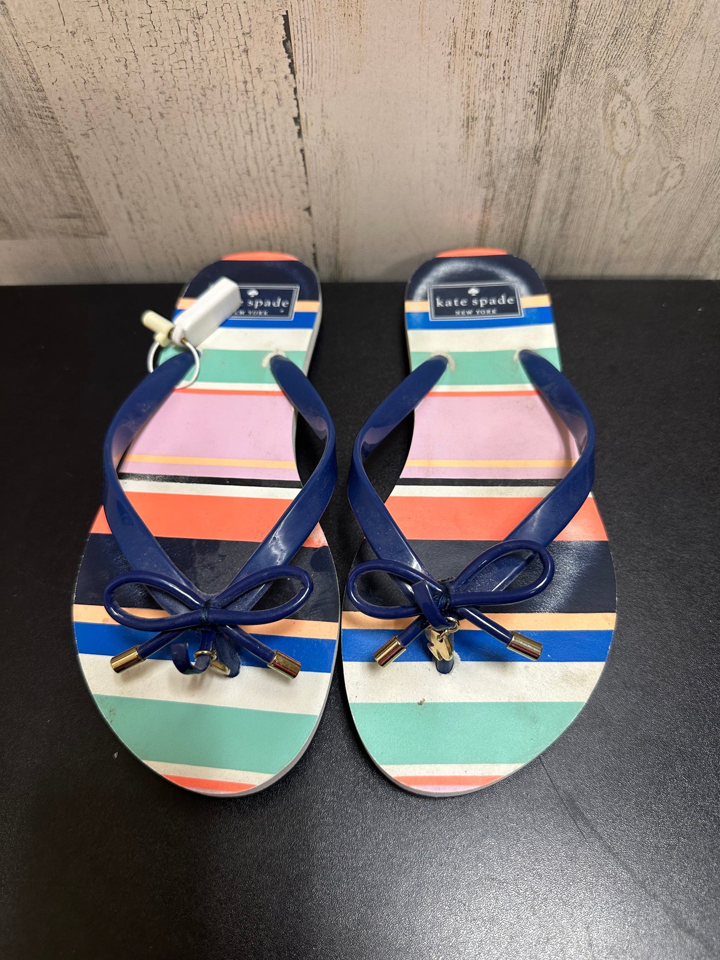 Striped Pattern Sandals Flip Flops Kate Spade, Size 7