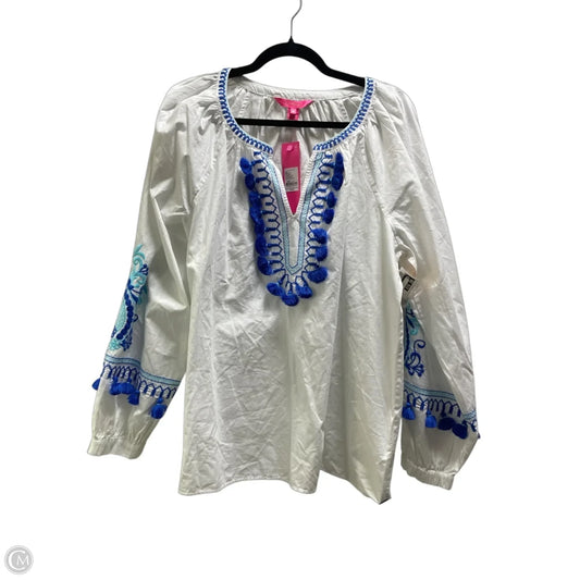 Top Long Sleeve Designer By Lilly Pulitzer In White, Size: L