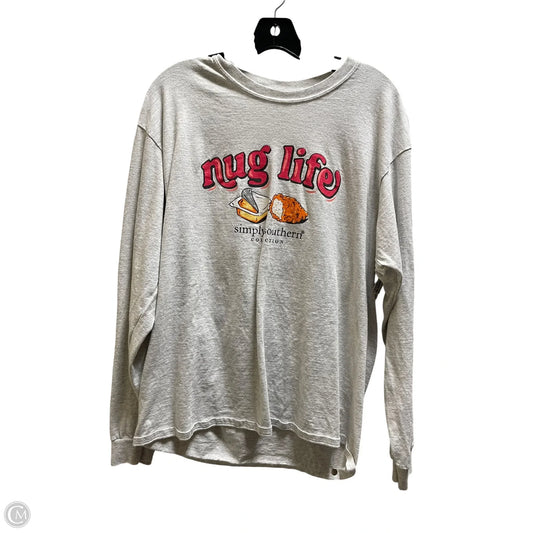 Top Long Sleeve By Simply Southern In Grey, Size: L