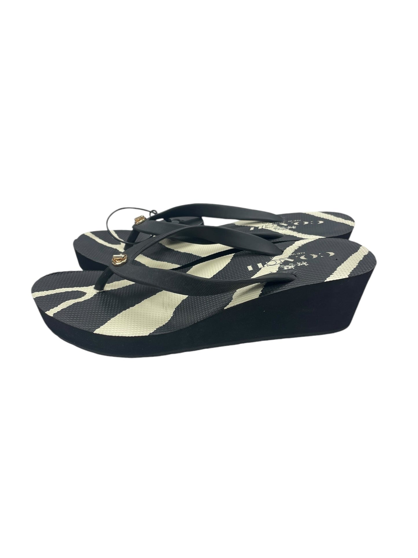 Sandals Flip Flops By Coach In Black, Size: 7