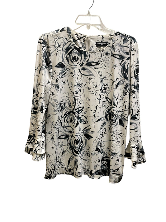 Top Long Sleeve By Karl Lagerfeld In Black & White, Size: Mp