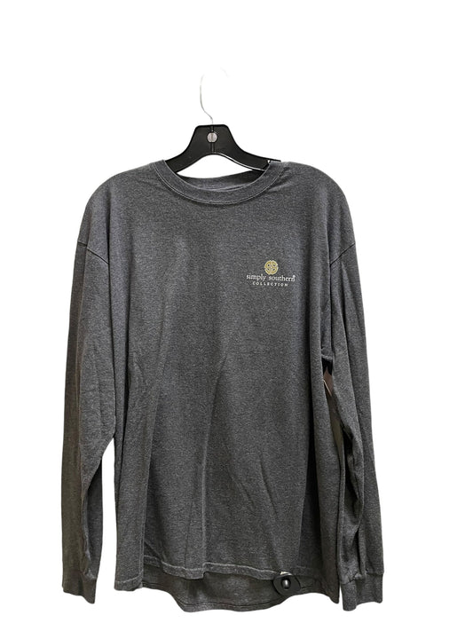 Top Long Sleeve By Simply Southern In Grey, Size: L