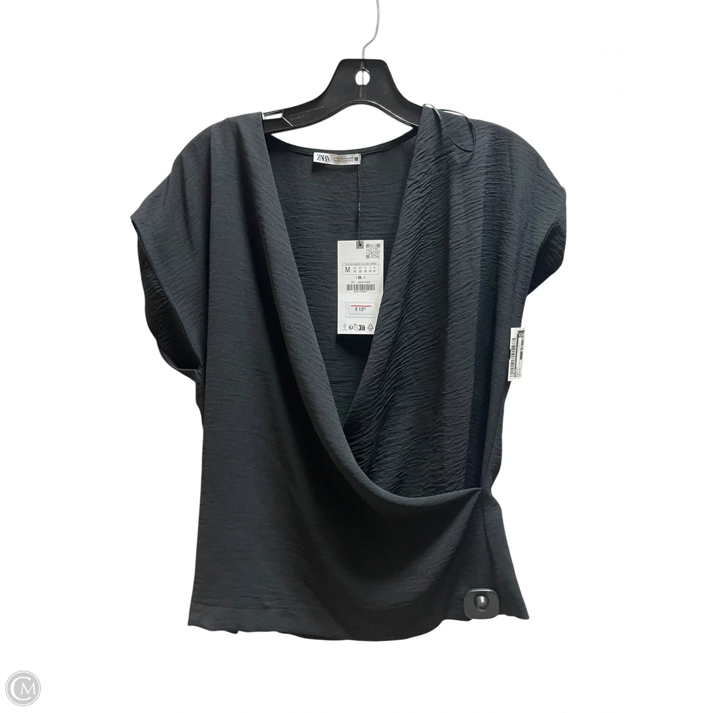 Top Short Sleeve By Zara In Black, Size: M