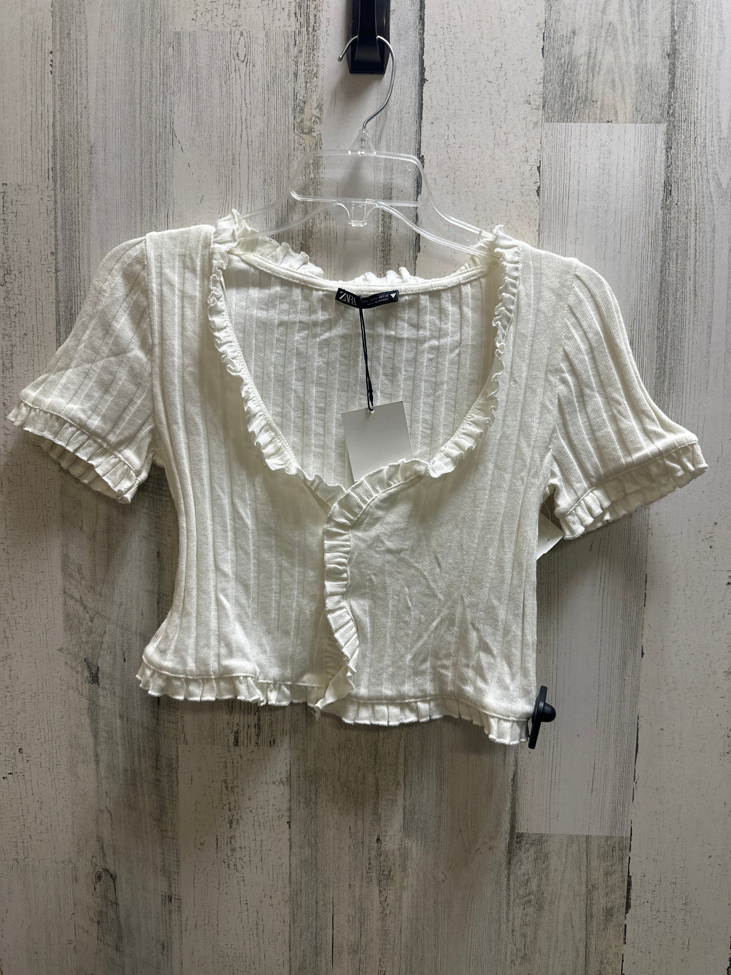 White Top Short Sleeve Zara, Size M