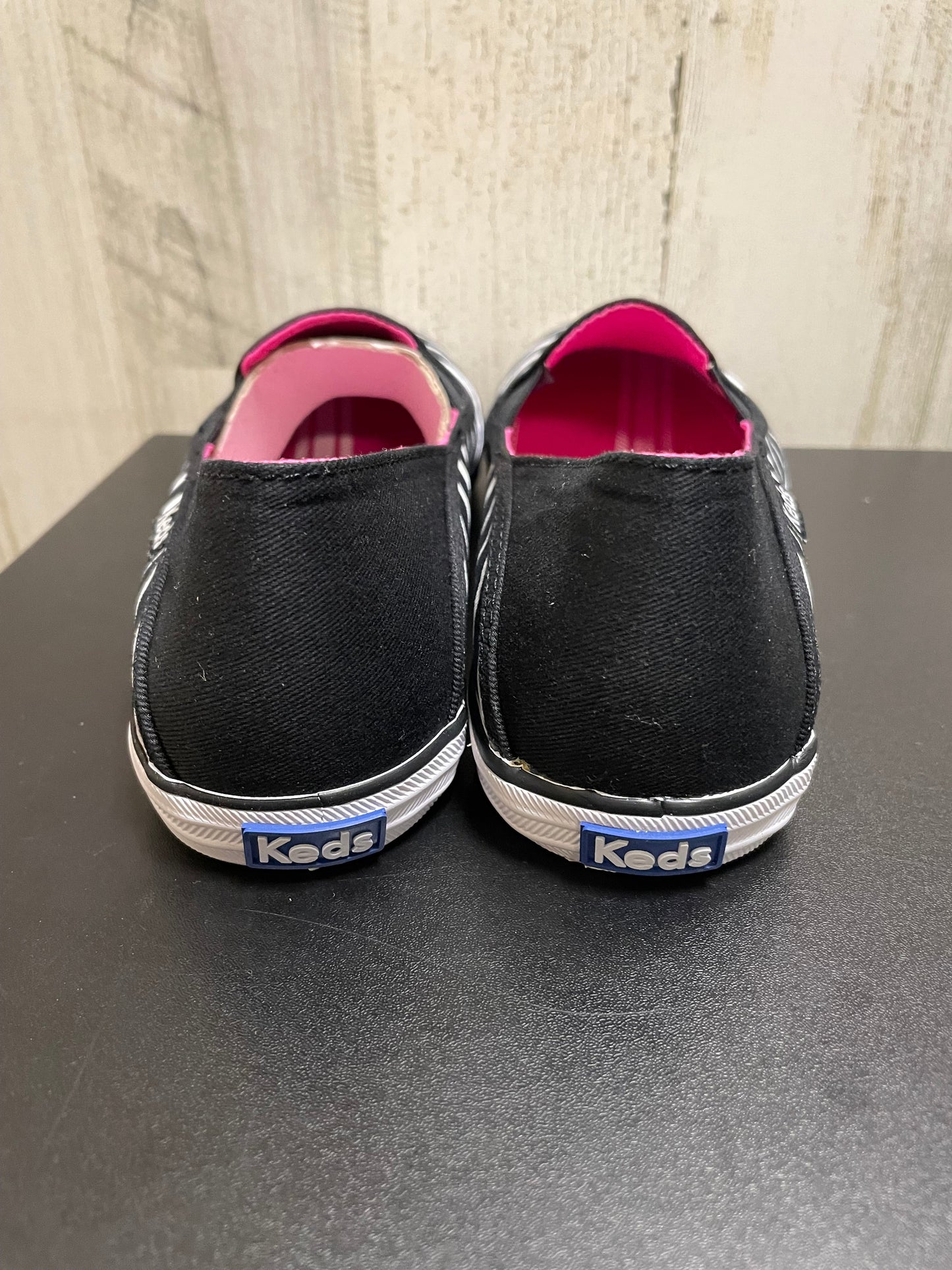 Black Shoes Flats Keds, Size 8