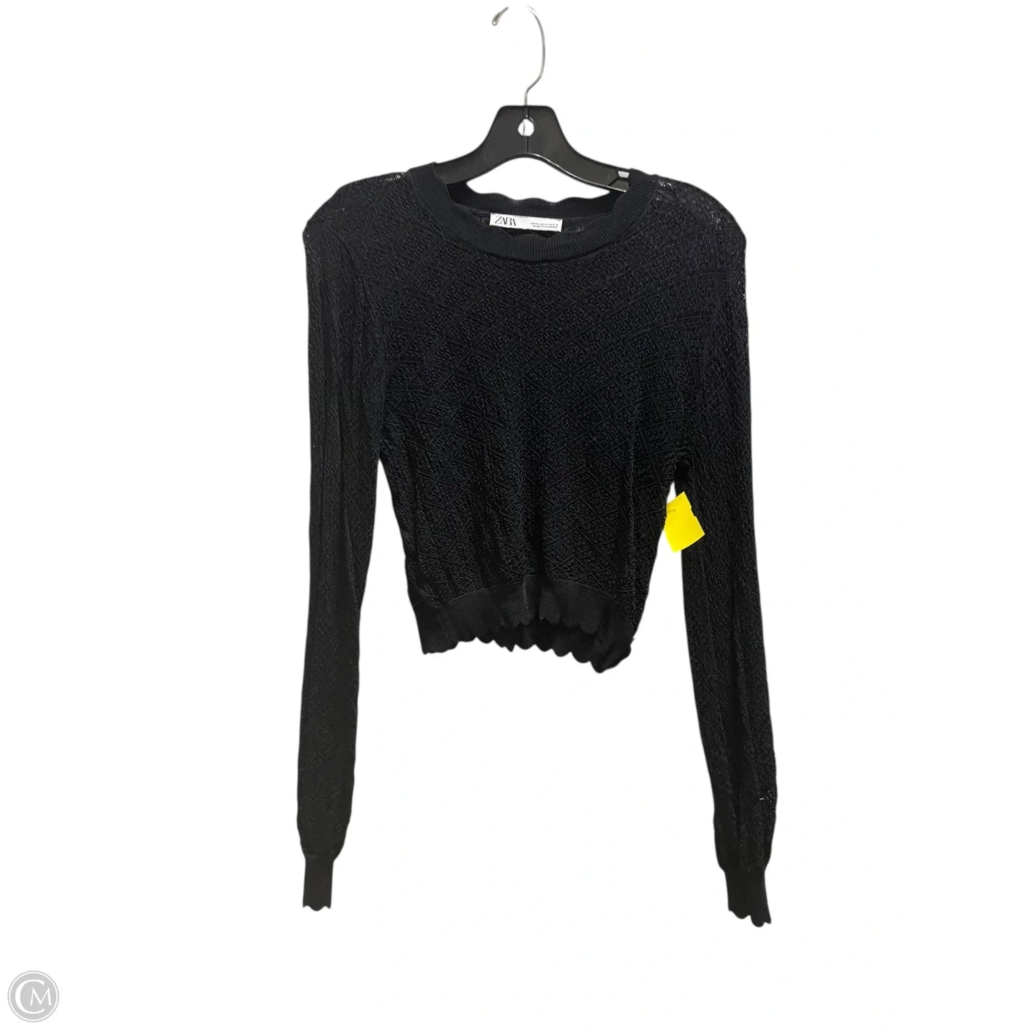 Top Long Sleeve By Zara In Black, Size: M
