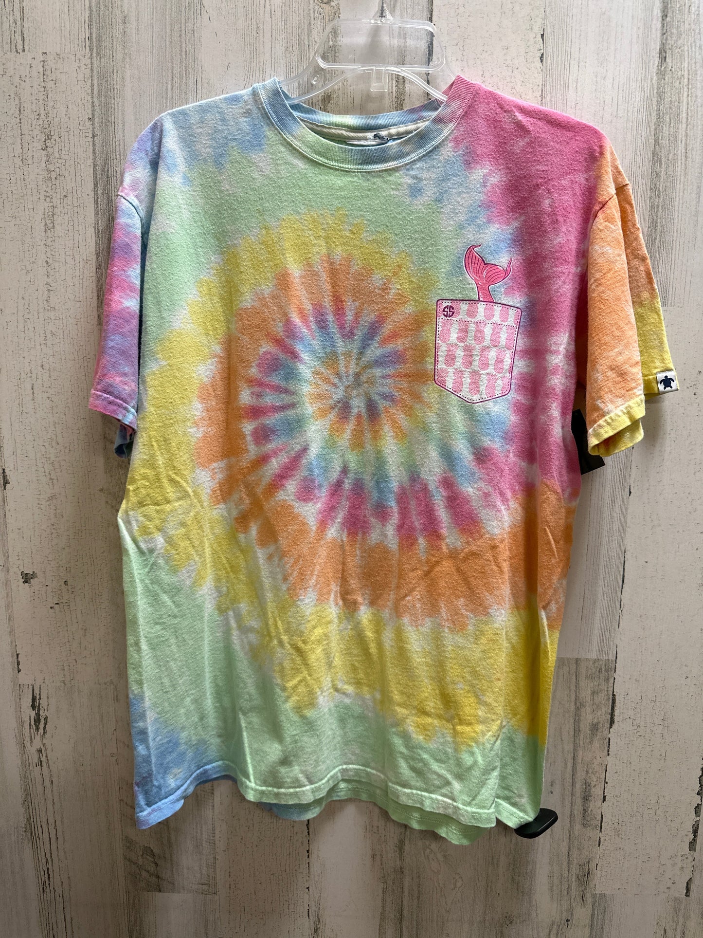 Multi-colored Top Short Sleeve Simply Southern, Size L
