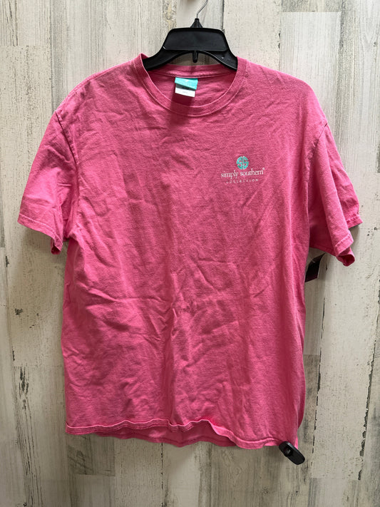 Pink Top Short Sleeve Simply Southern, Size L