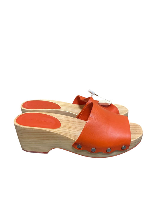 Shoes Heels Platform By Zara Women In Orange, Size: 10