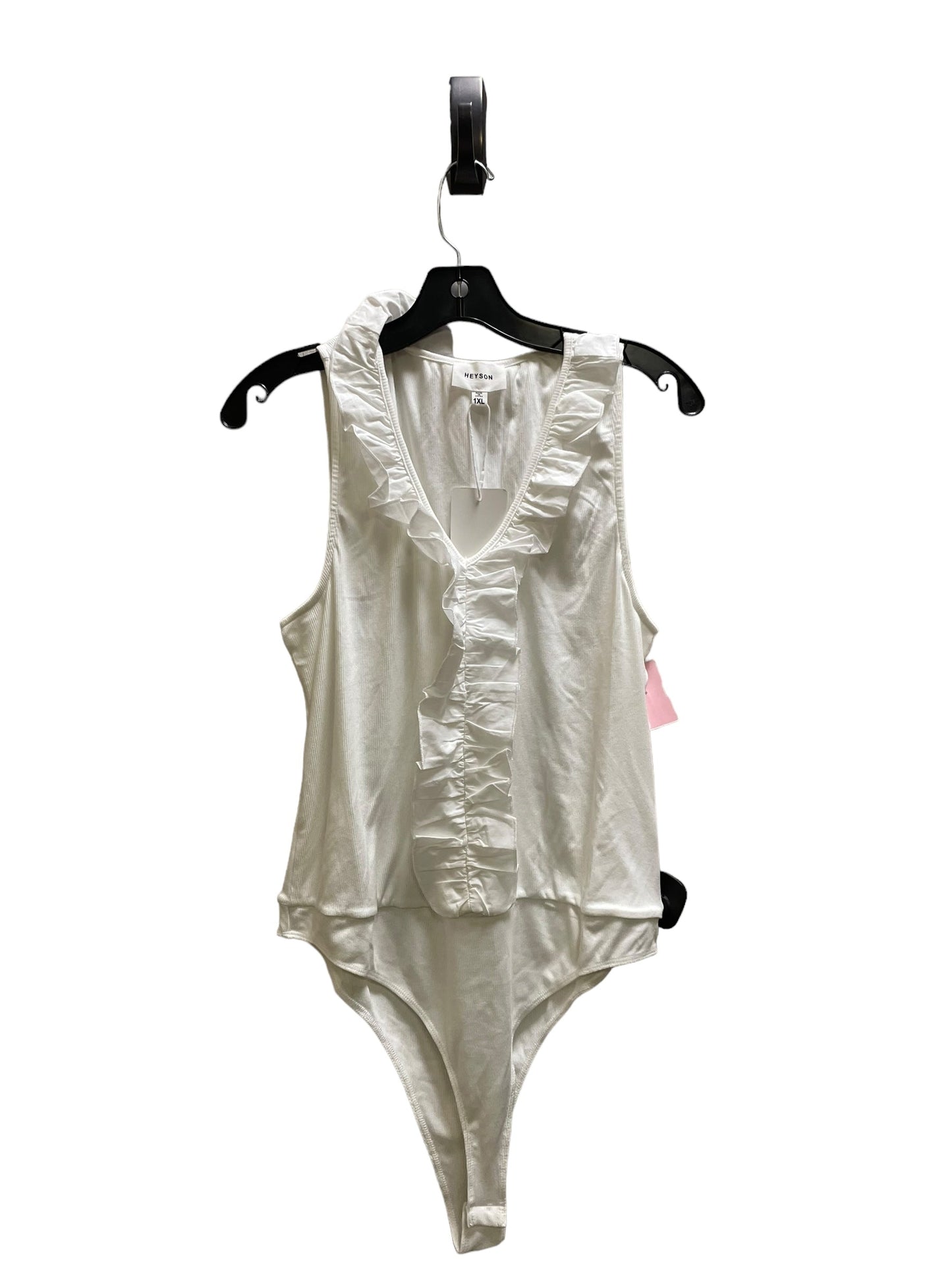 Bodysuit By Clothes Mentor In Cream, Size: 1x