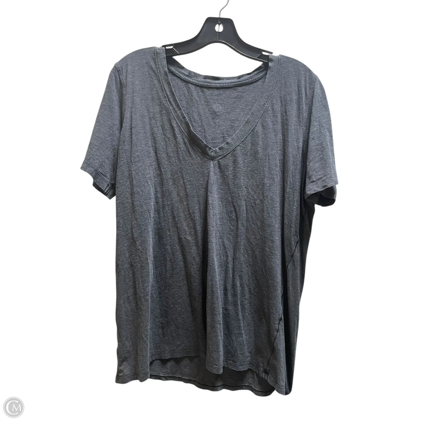 Athletic Top Short Sleeve By Lululemon In Grey, Size: 12