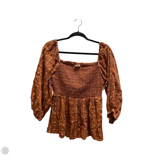 Top Long Sleeve By Good Hart In Brown, Size: S