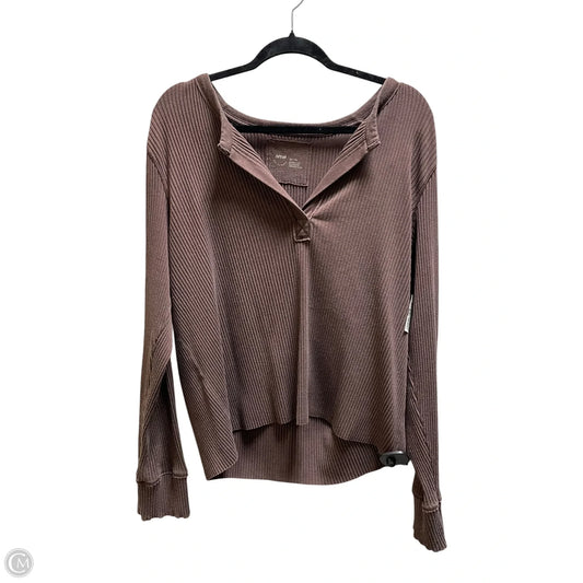 Top Long Sleeve By Aerie In Brown, Size: 2x