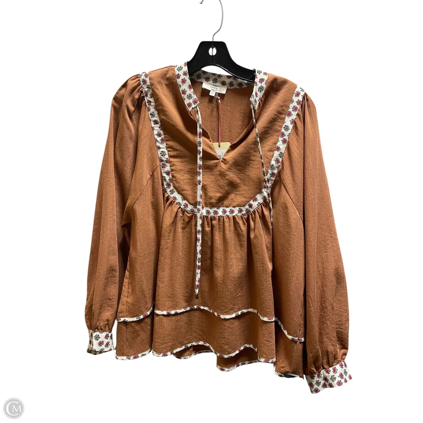 Top Long Sleeve By Entro In Brown, Size: M