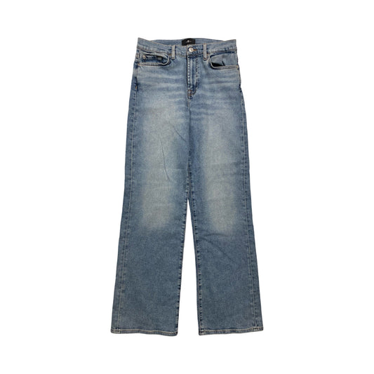 Jeans Wide Leg By 7 For All Mankind In Blue Denim, Size:6
