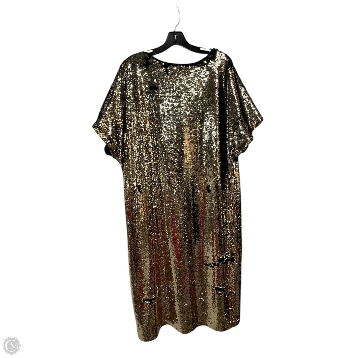 Dress Party Long By Clothes Mentor In Black & Gold, Size: Xl