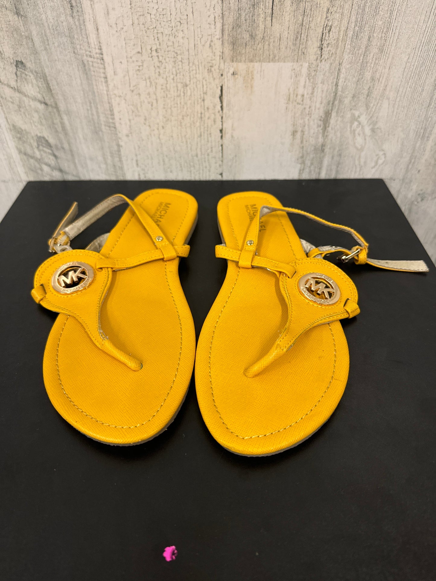 Yellow Sandals Flats Michael By Michael Kors, Size 9