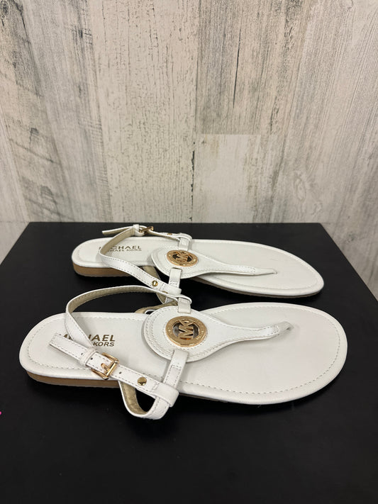 White Sandals Flats Michael By Michael Kors, Size 9