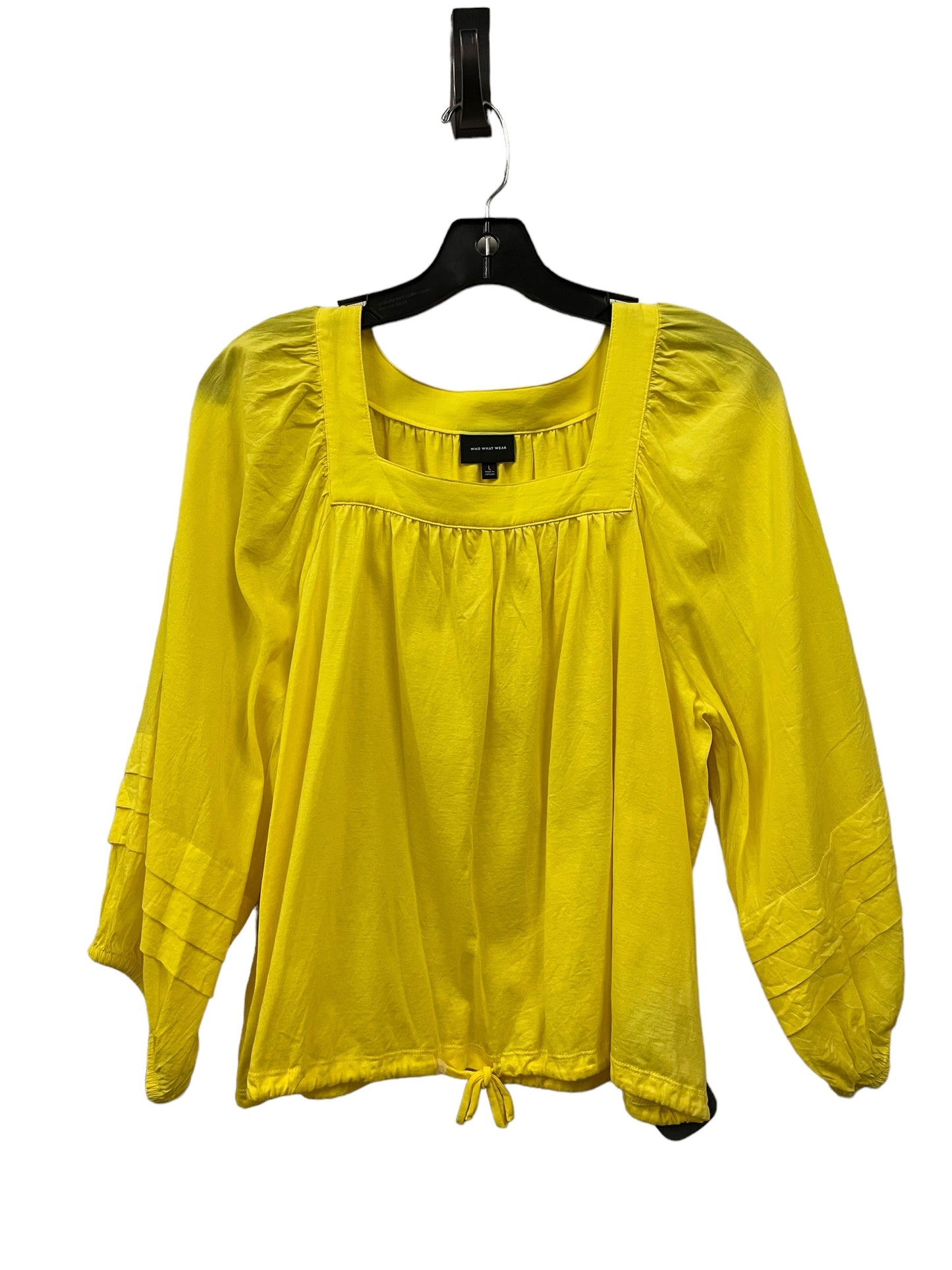 Top Long Sleeve By Who What Wear In Yellow, Size: L