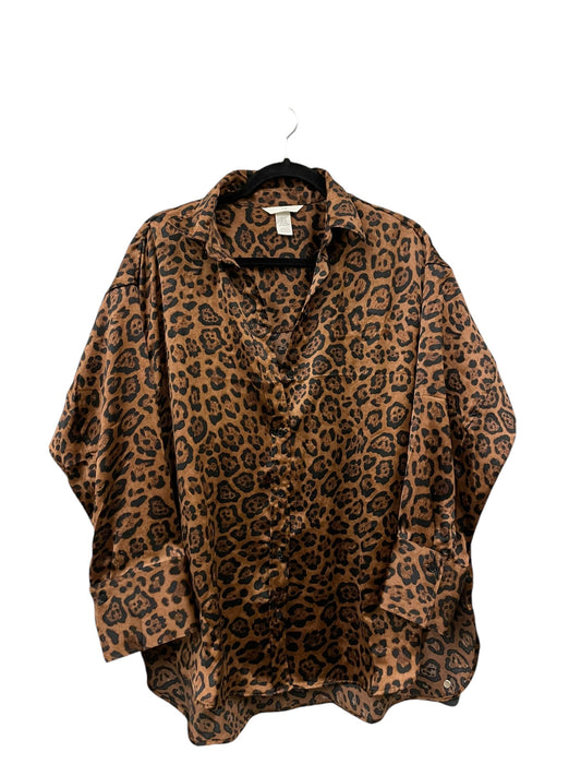 Top Long Sleeve Basic By H&m In Animal Print, Size: Xs