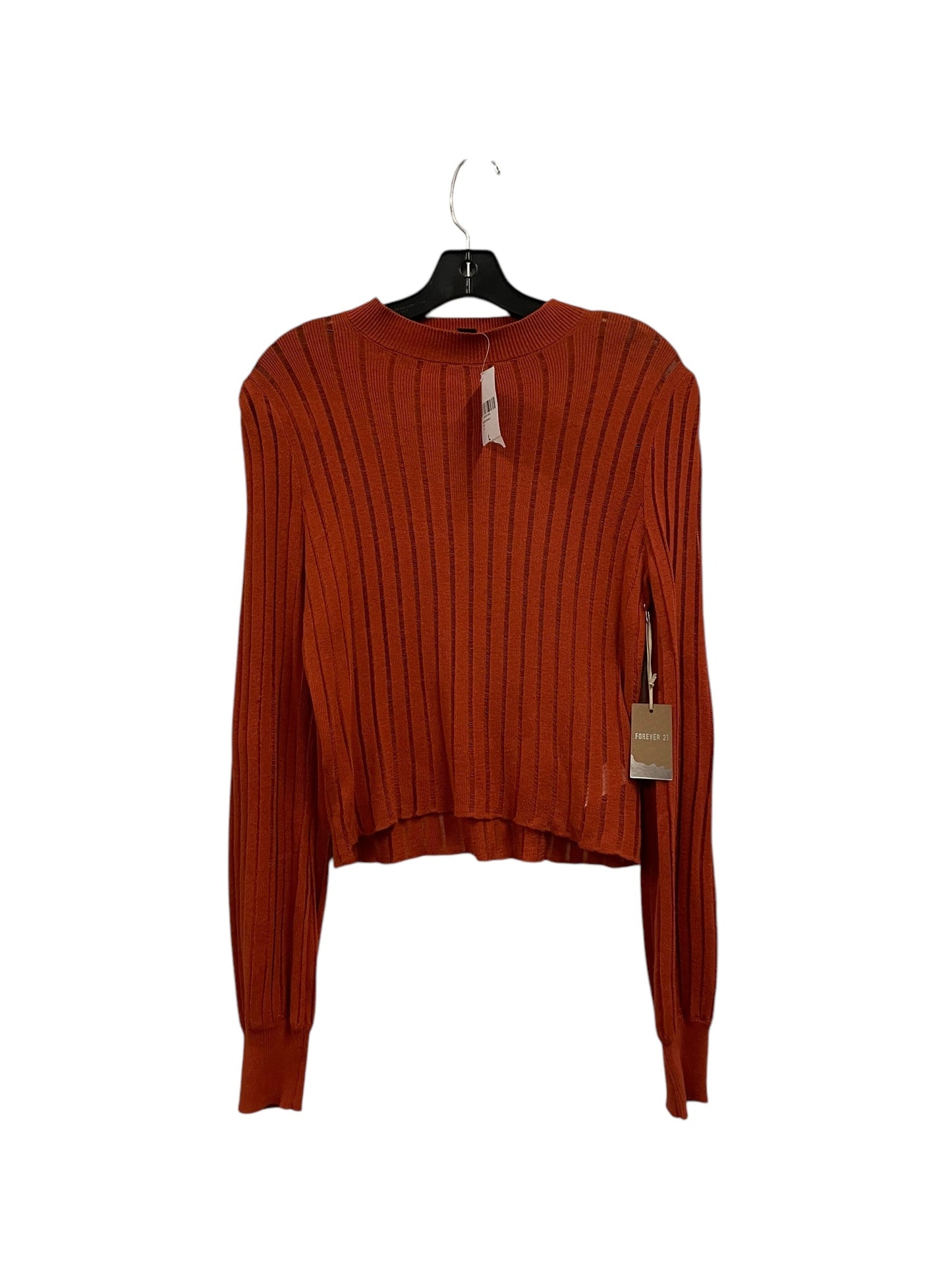 Top Long Sleeve By Forever 21 In Orange, Size: L