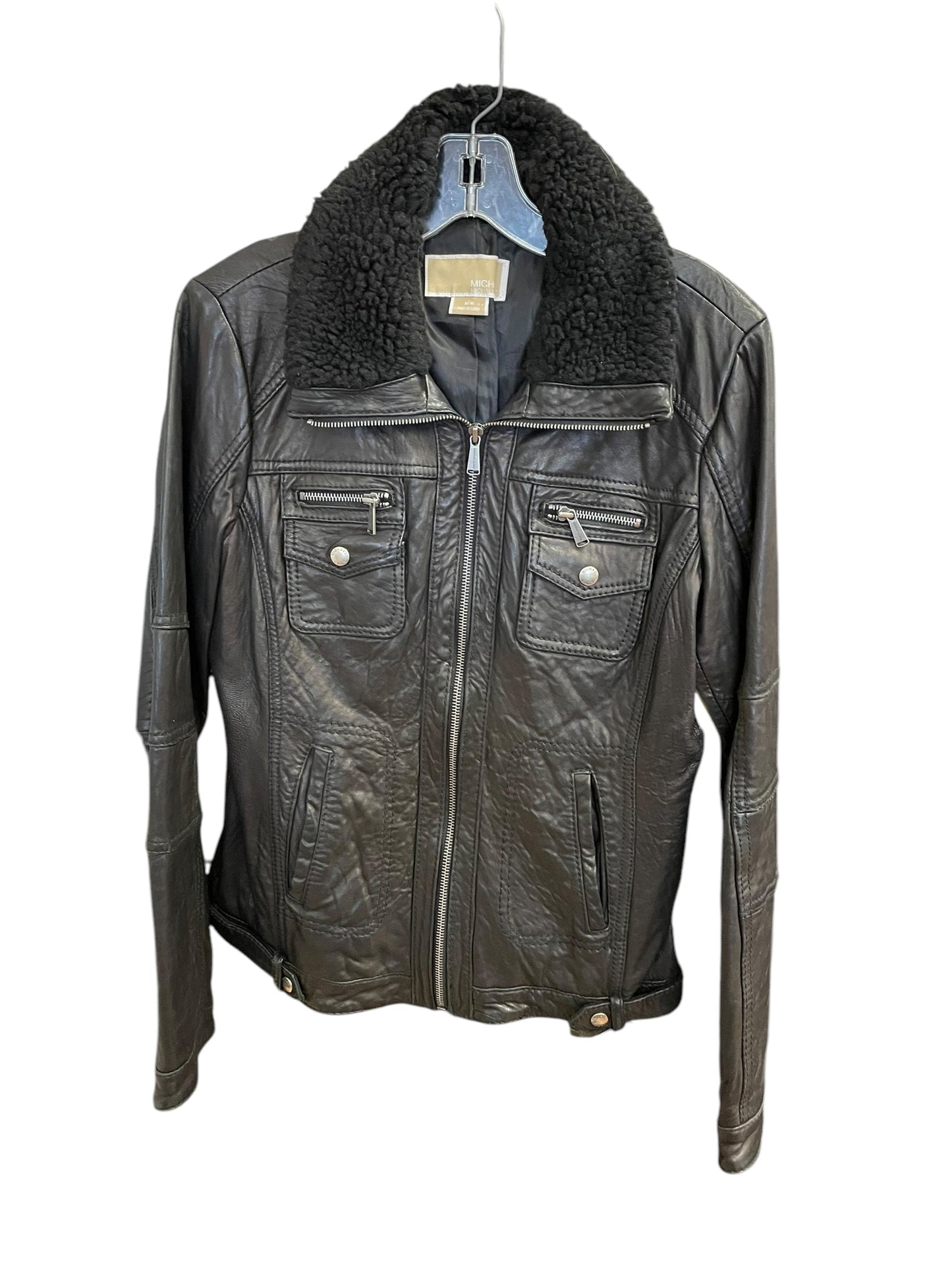 Jacket Leather By Michael By Michael Kors In Black, Size: M