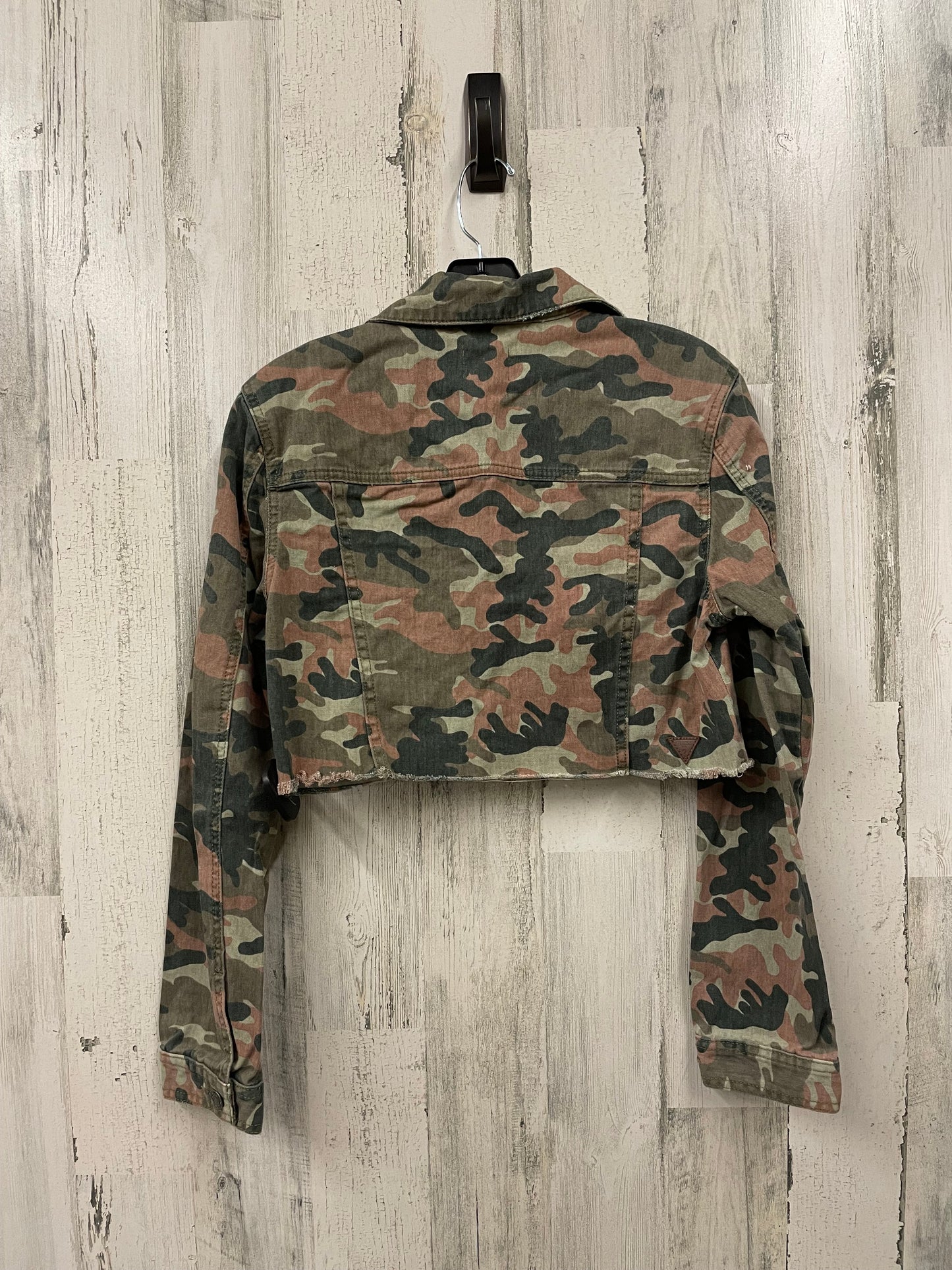 Jacket Denim By Guess In Camouflage Print, Size: S