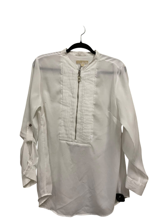 Top Long Sleeve By Michael Kors In White, Size: L