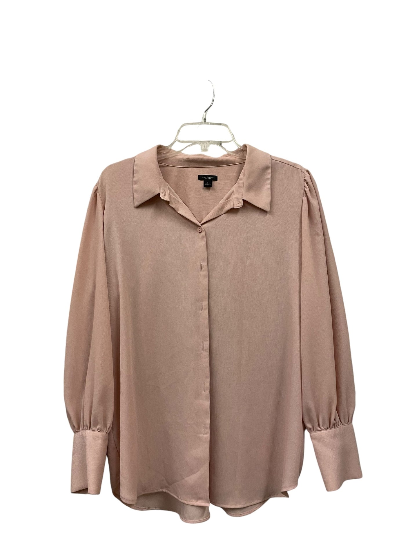 Top Long Sleeve By Ann Taylor In Pink, Size: L