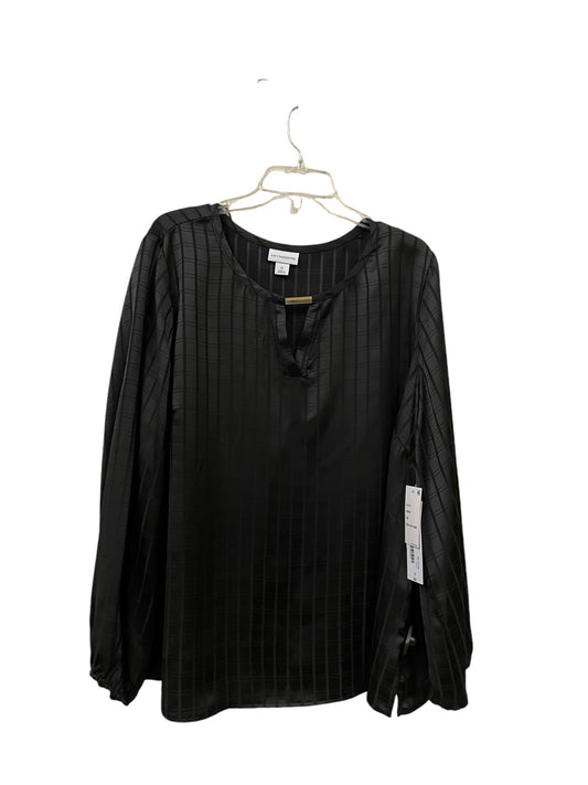 Top Long Sleeve By Liz Claiborne In Black, Size: 1x