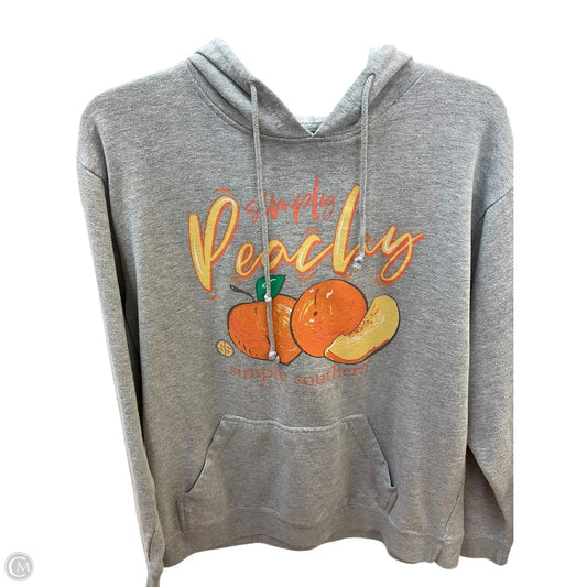 Sweatshirt Hoodie By Simply Southern In Grey, Size: L