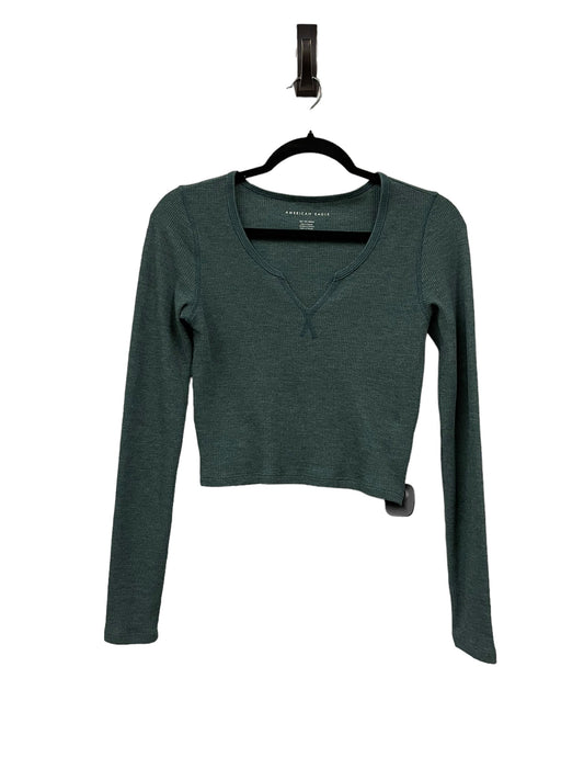 Top Long Sleeve By American Eagle In Green, Size: Xs