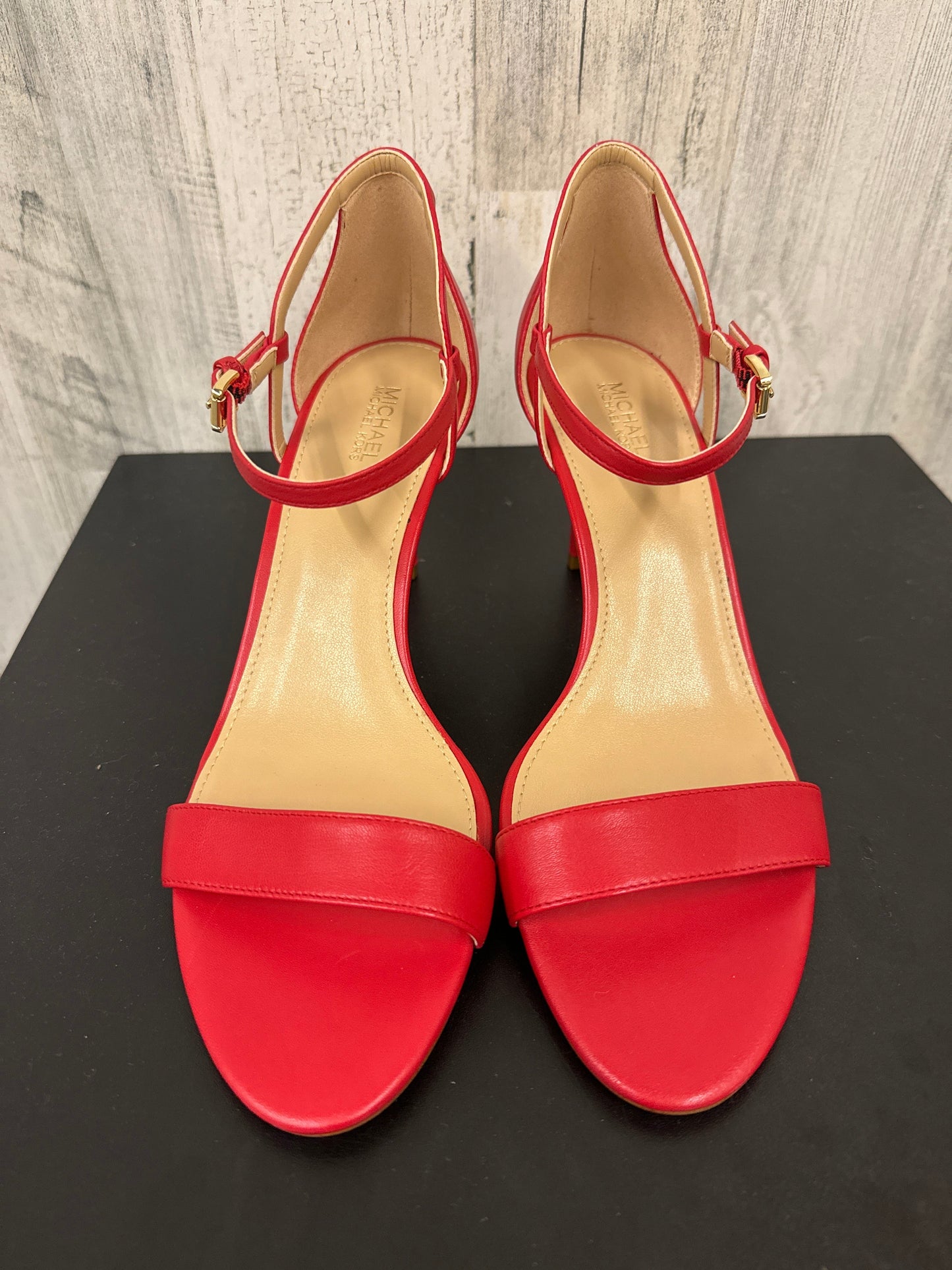 Red Shoes Heels Kitten Michael Kors, Size 9